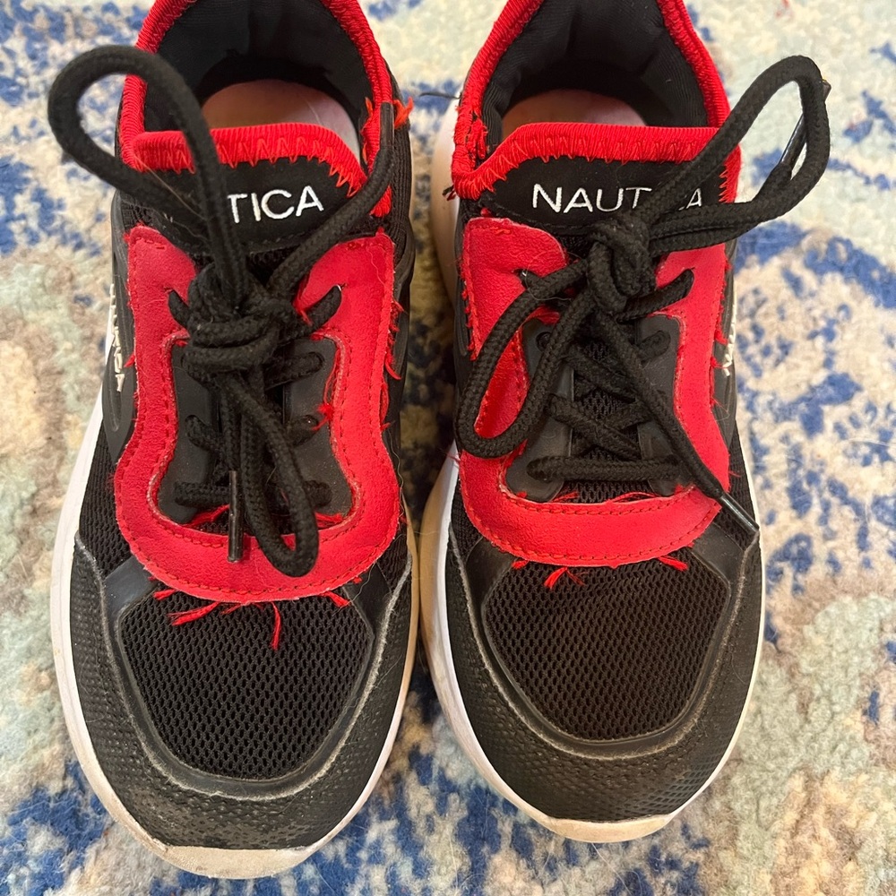 Nautica Kids Black and Red Lace-Up Athletic Sneakers
